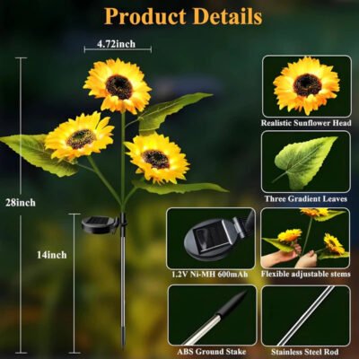 Solar Sunflower LED Lights (4 Pack)